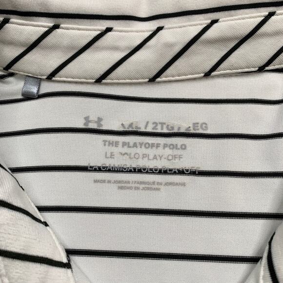 Under Armour Polo Shirt Mens 2XL White Black Playoff Striped Performance Golf - Picture 4 of 10